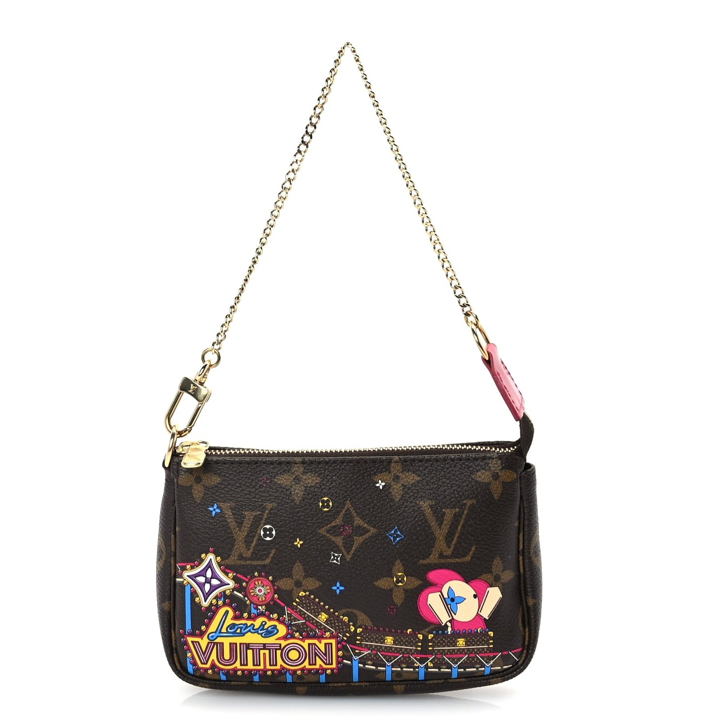 Louis Vuitton Monogram 2020 Christmas Animation Roller Coaster Mini Pochette Accessories Pivoine