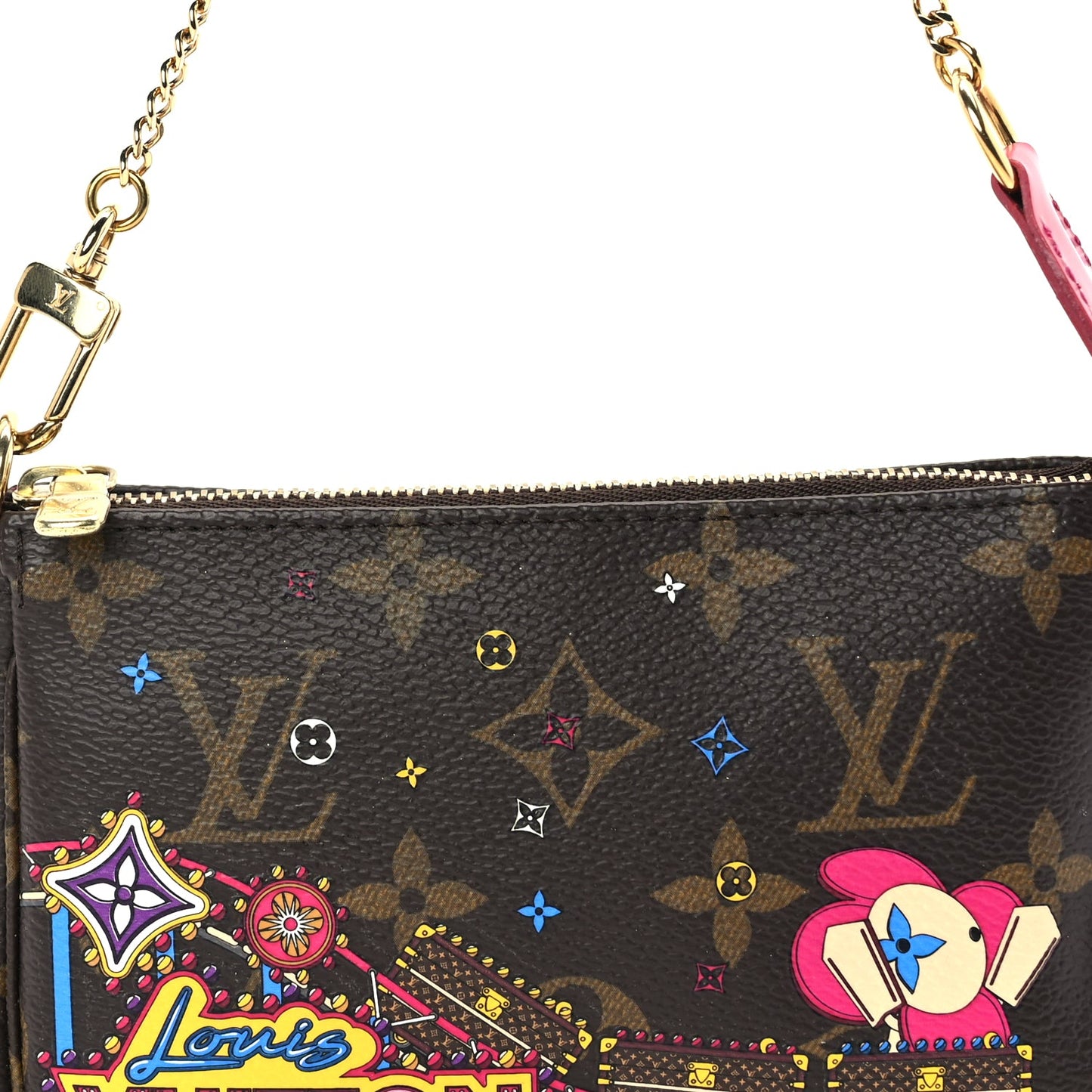 Louis Vuitton Monogram 2020 Christmas Animation Roller Coaster Mini Pochette Accessories Pivoine