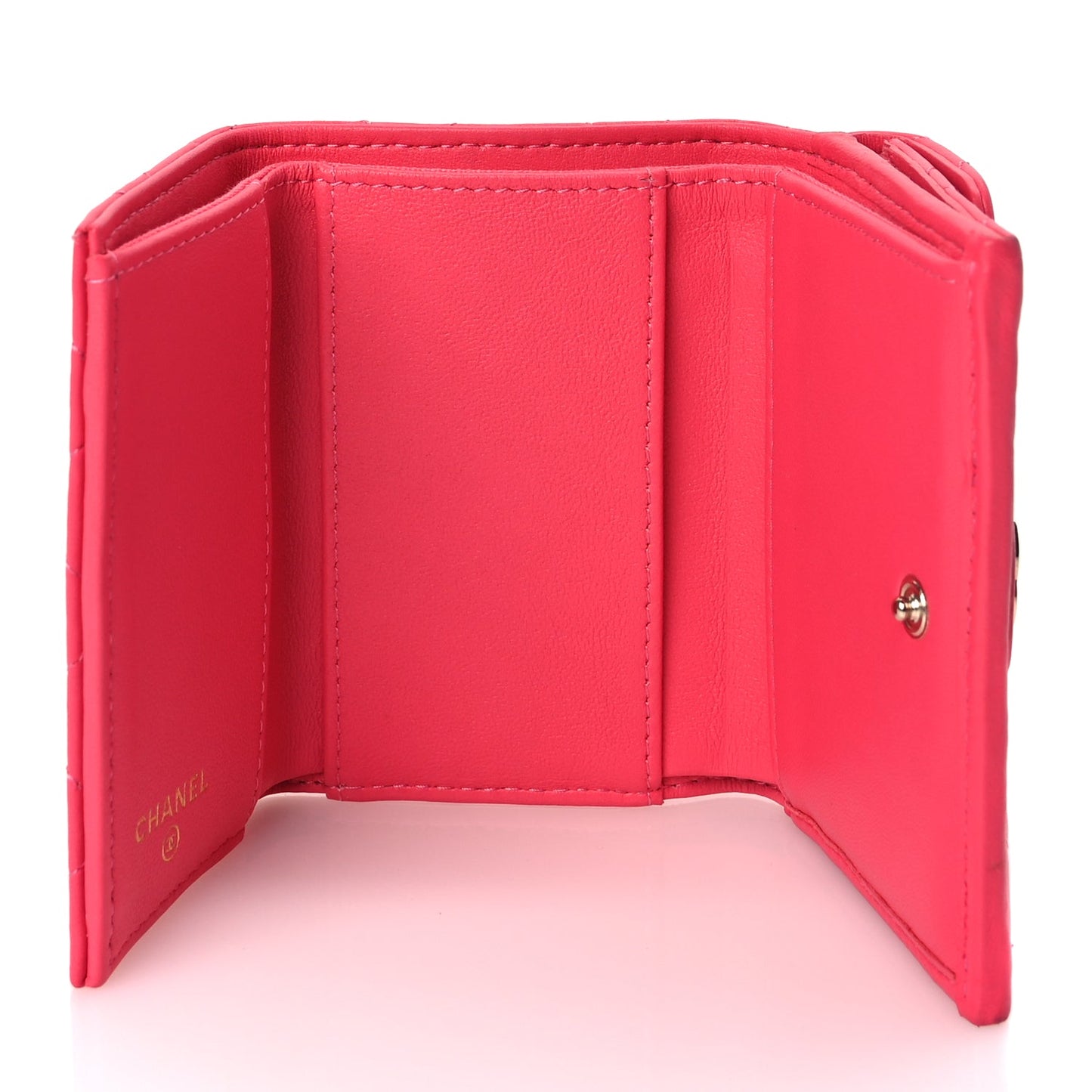 Chanel Lambskin Quilted Tri-Fold Flap Wallet Pink