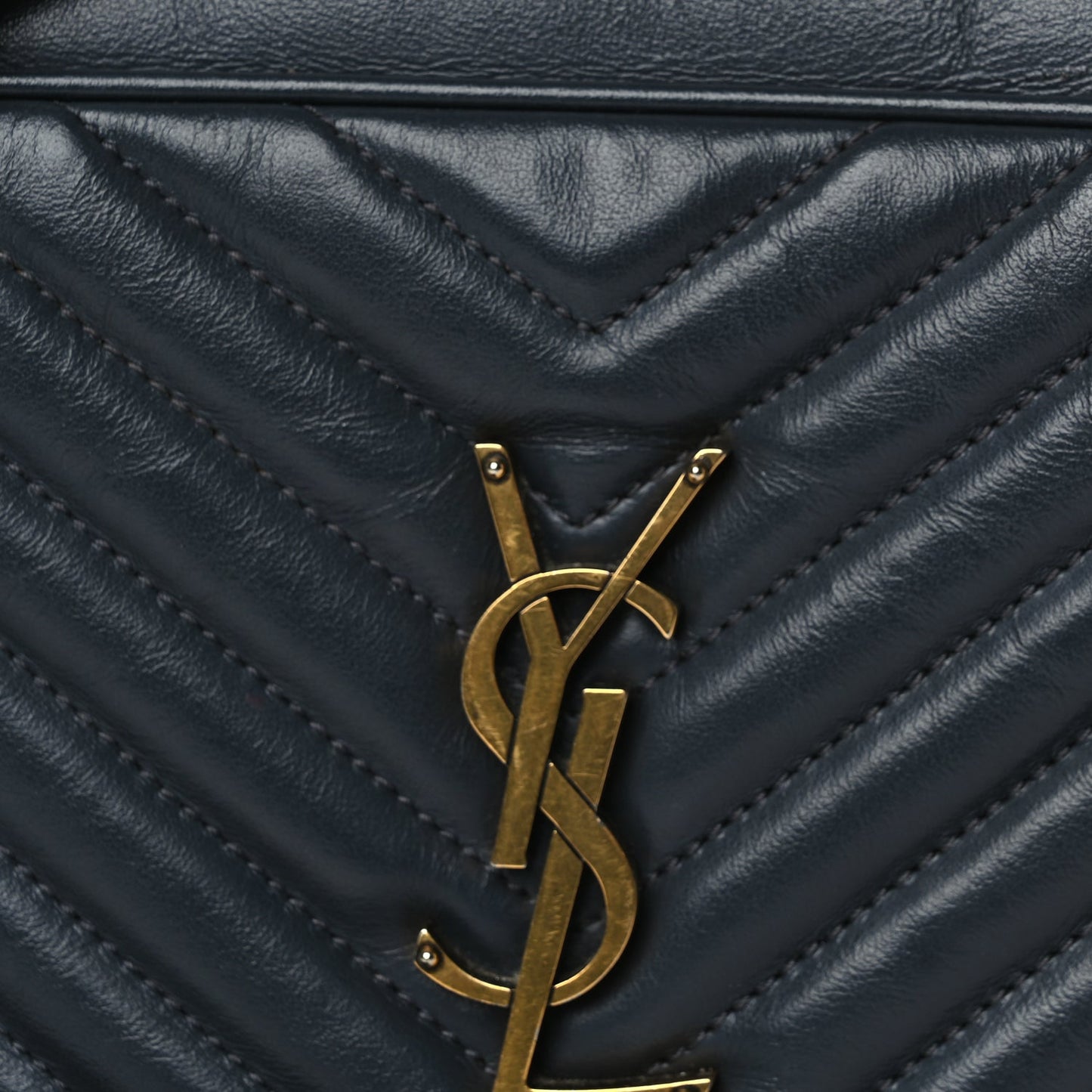 Saint Laurent Calfskin Matelasse Monogram Lou Camera Bag  Navy