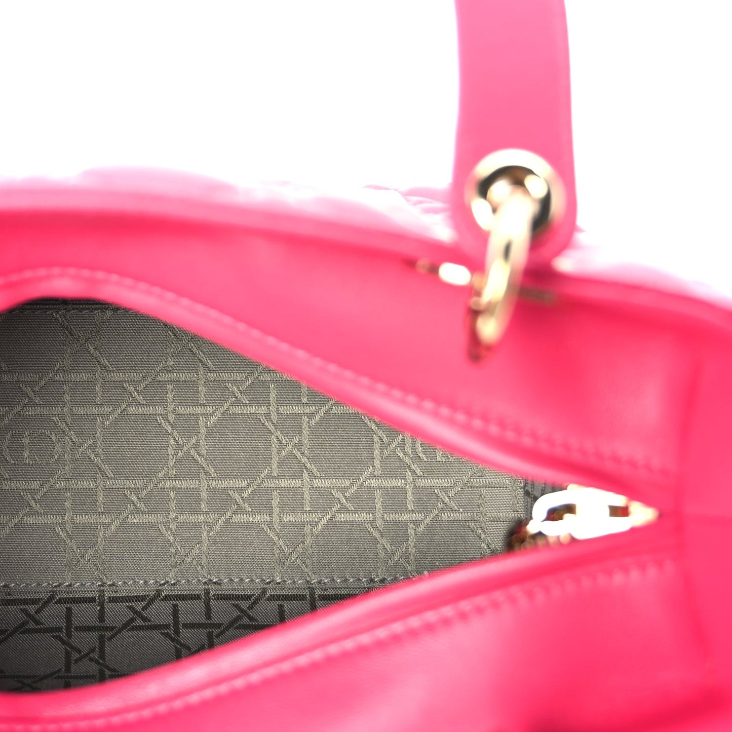 Christian Dior Lambskin Cannage Medium Lady Dior  Fuchsia
