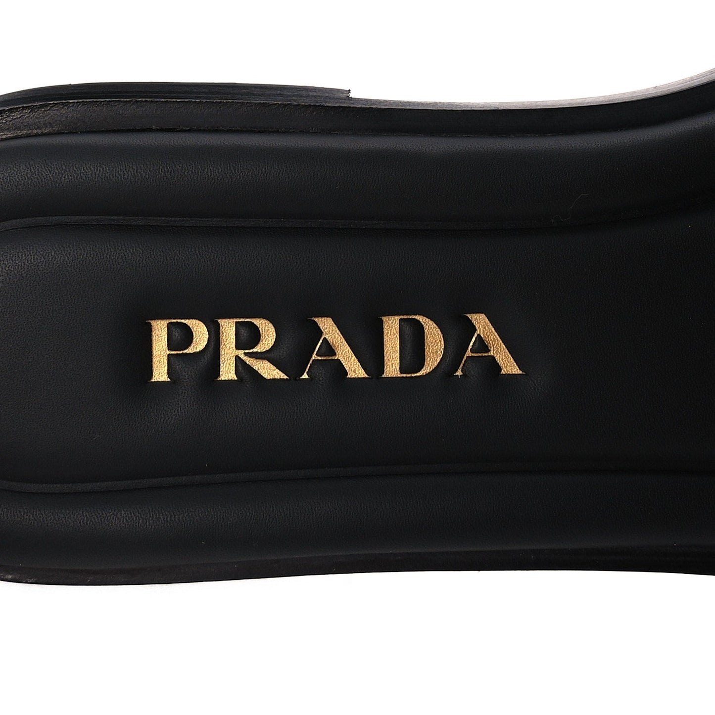 Prada Raffia Metal Triangle Logo 10mm Slide Sandals 39  Black