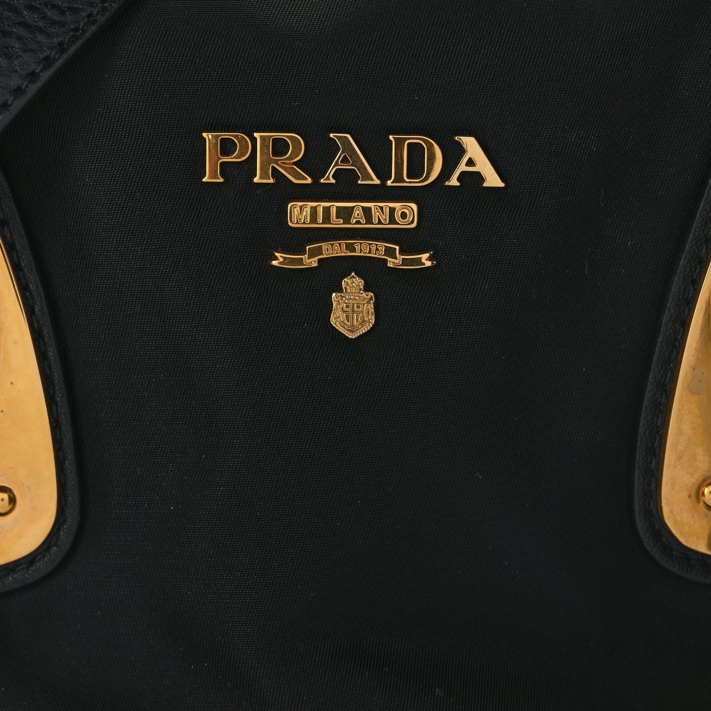Prada Tessuto Nylon Soft Calfskin Shopping Satchel Black