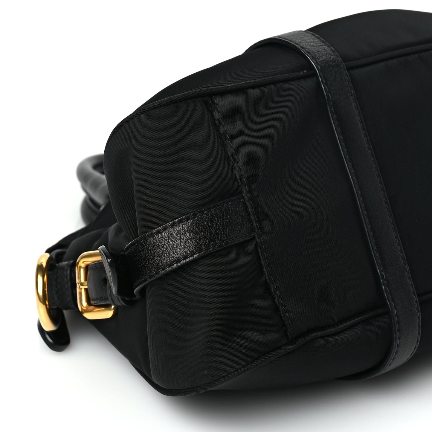 Prada Tessuto Nylon Soft Calfskin Shopping Satchel Black