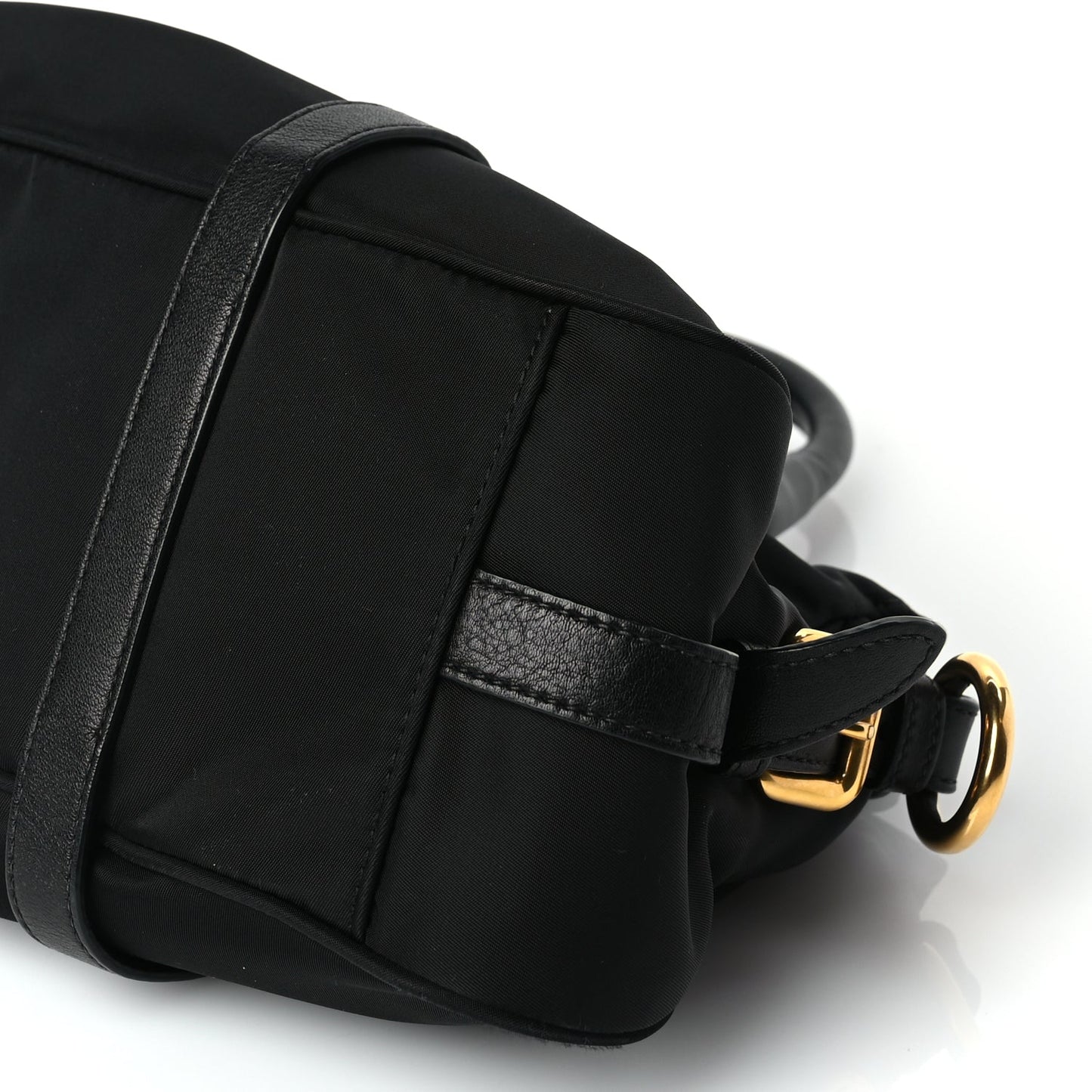 Prada Tessuto Nylon Soft Calfskin Shopping Satchel Black