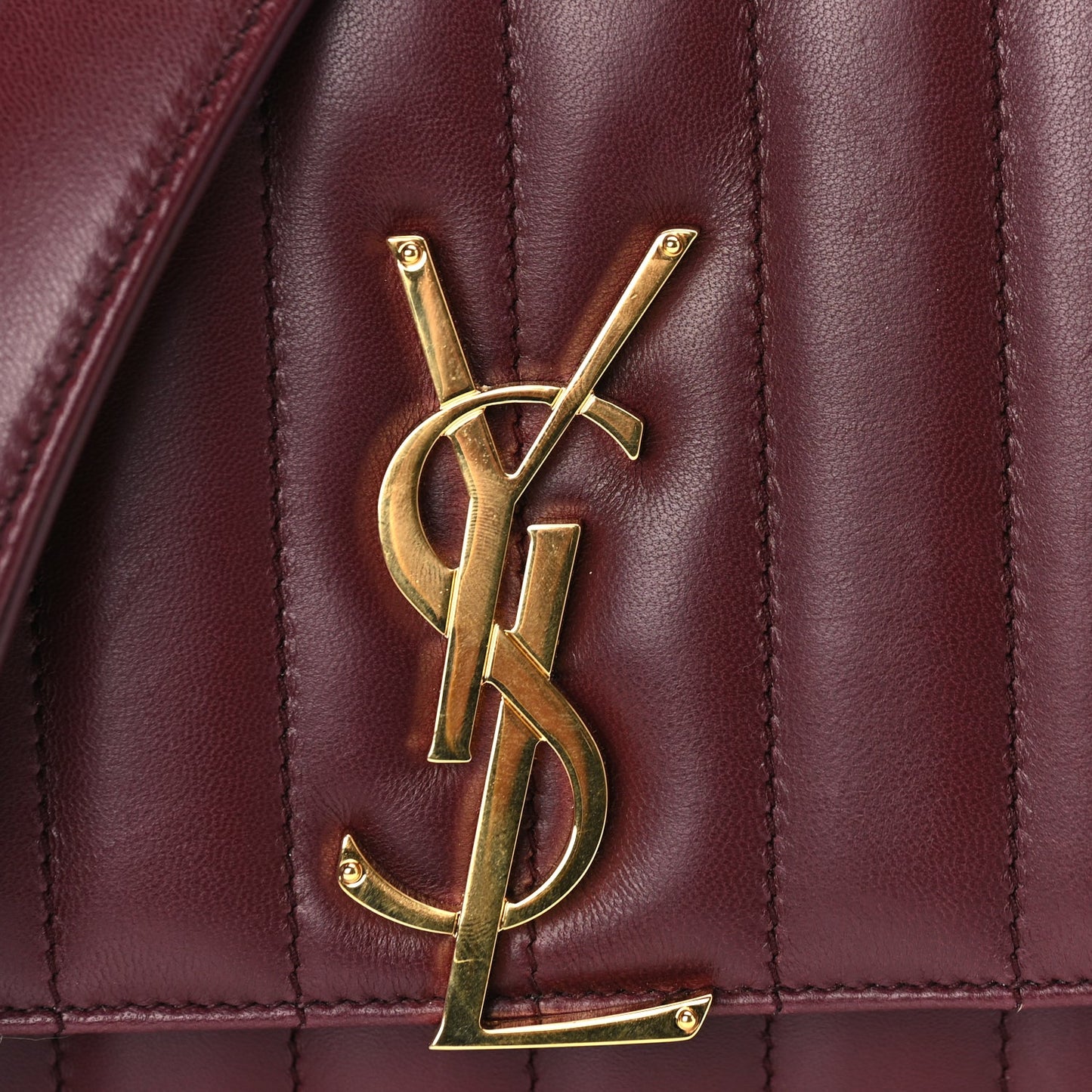 Saint Laurent Lambskin Matelasse Monogram Medium Vicky Chain Bag Dark Legion Red