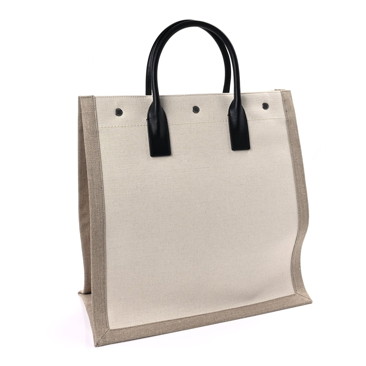 Saint Laurent Linen Calfskin Rive Gauche North South Tote Optic White