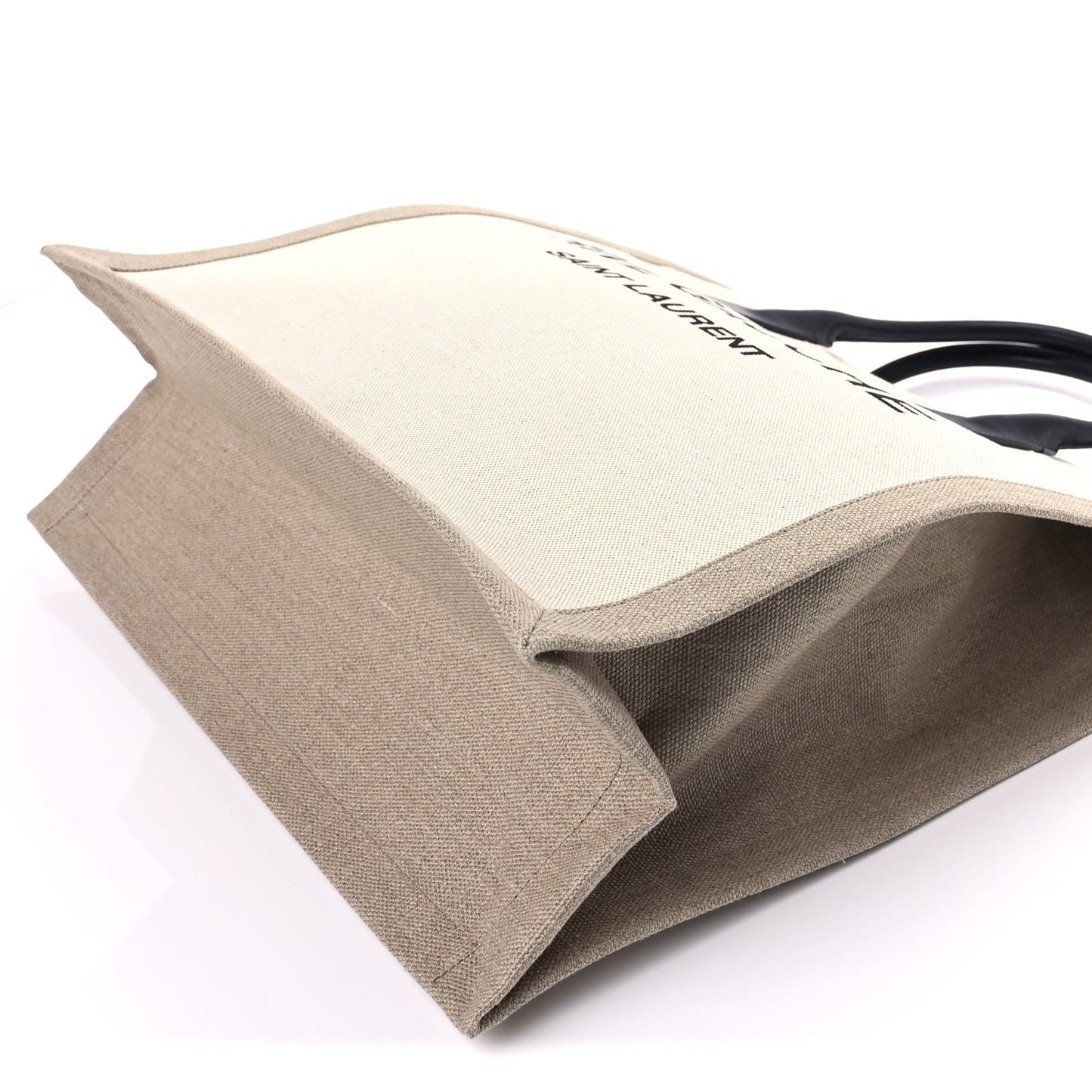 Saint Laurent Linen Calfskin Rive Gauche North South Tote Optic White