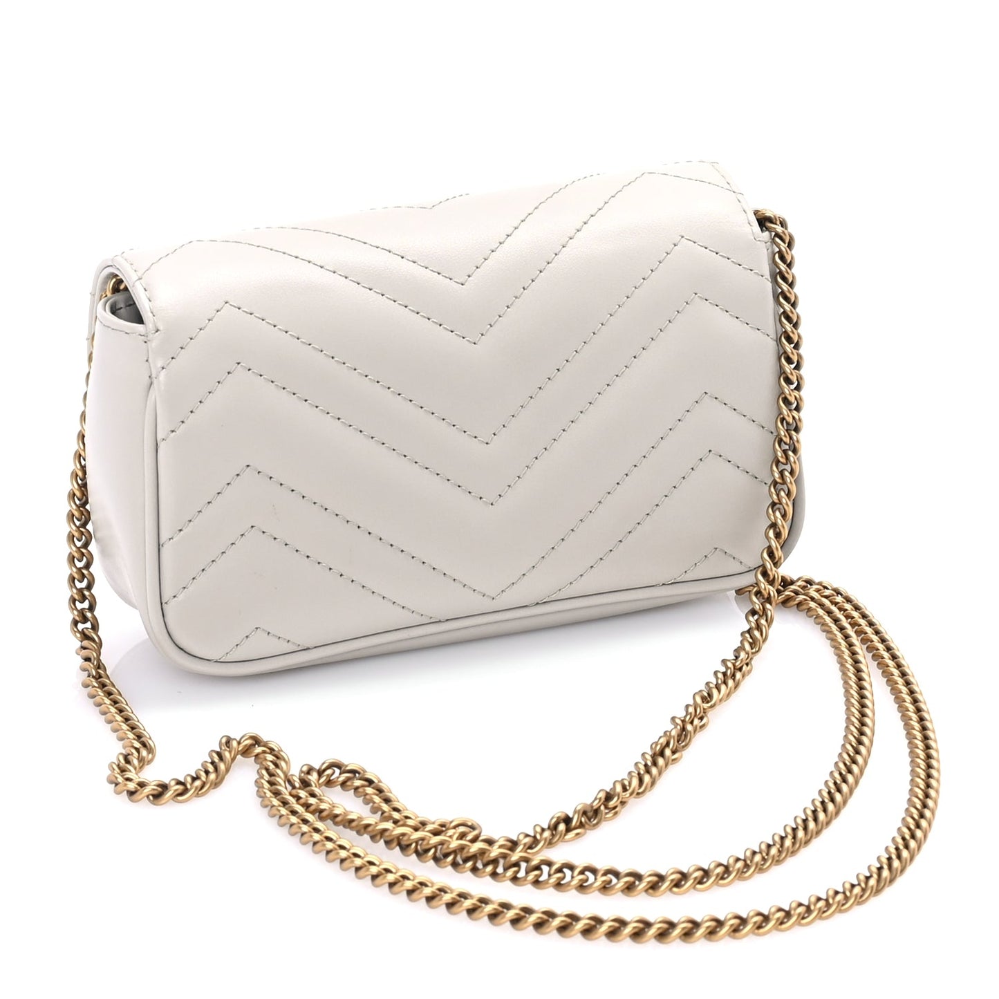 Gucci Calfskin Matelasse Super Mini GG Marmont Shoulder Bag Grey