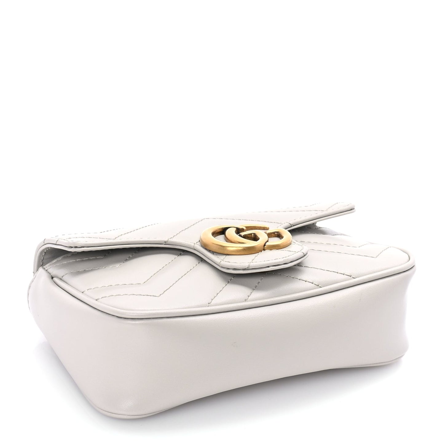 Gucci Calfskin Matelasse Super Mini GG Marmont Shoulder Bag Grey