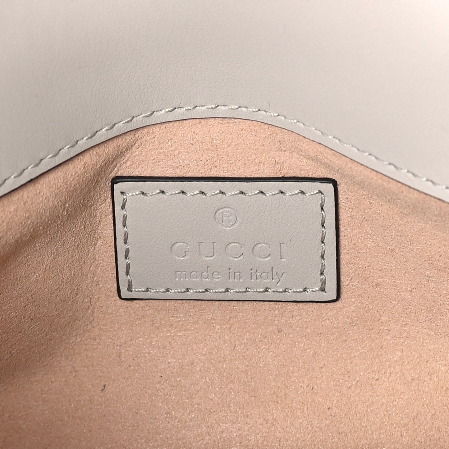 Gucci Calfskin Matelasse Super Mini GG Marmont Shoulder Bag Grey