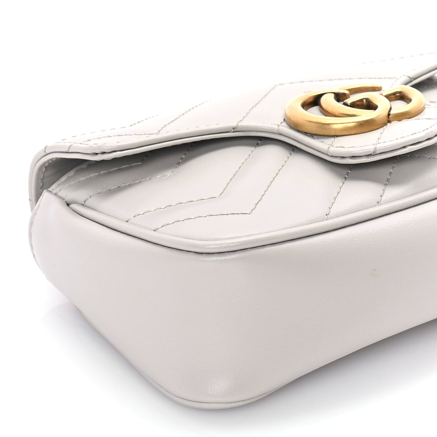 Gucci Calfskin Matelasse Super Mini GG Marmont Shoulder Bag Grey