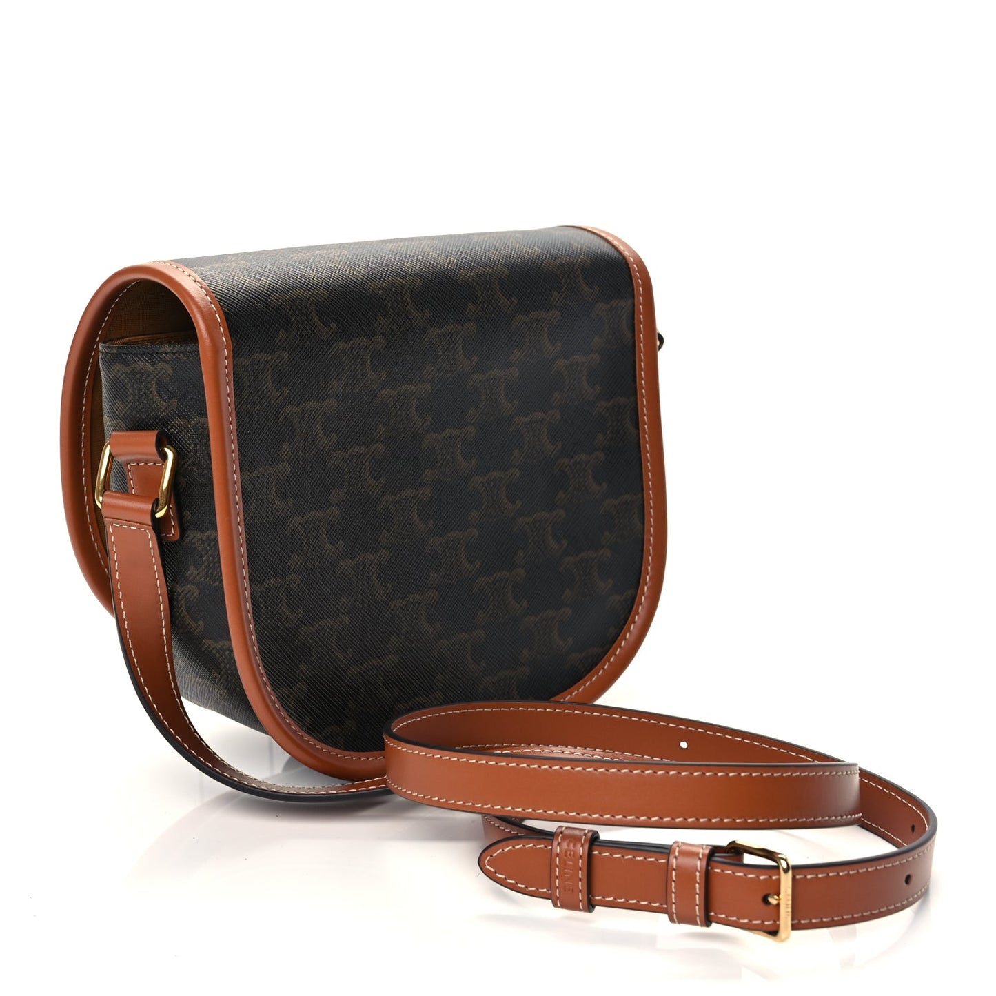 Celine Triomphe Canvas Medium Folco Bag Tan