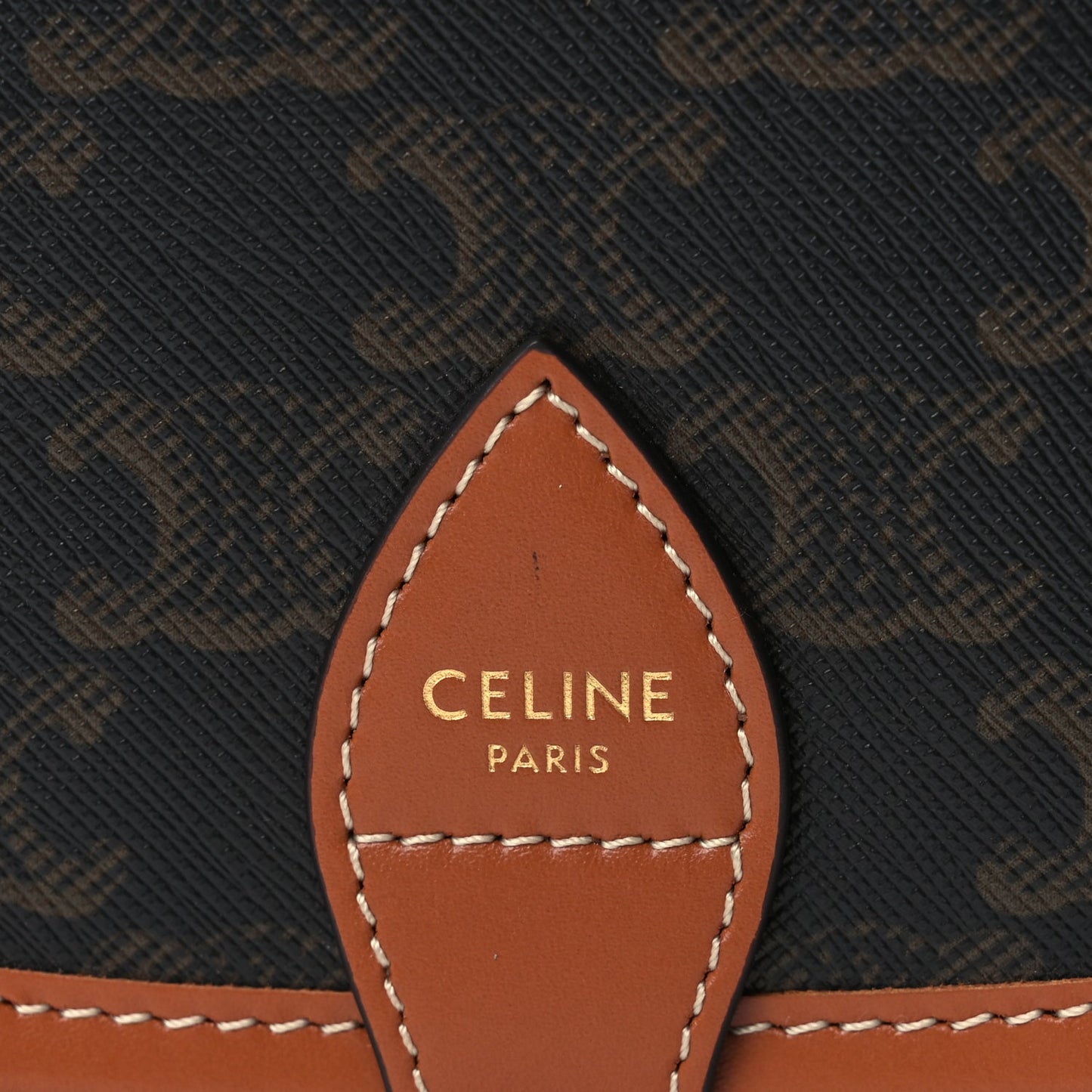 Celine Triomphe Canvas Medium Folco Bag Tan