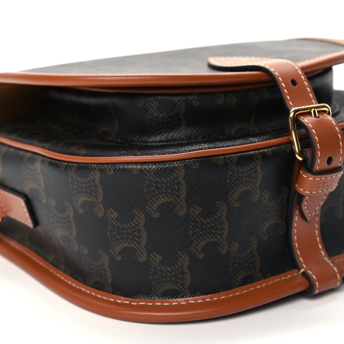 Celine Triomphe Canvas Medium Folco Bag Tan