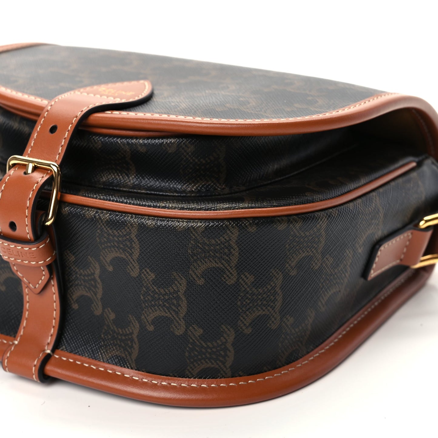Celine Triomphe Canvas Medium Folco Bag Tan
