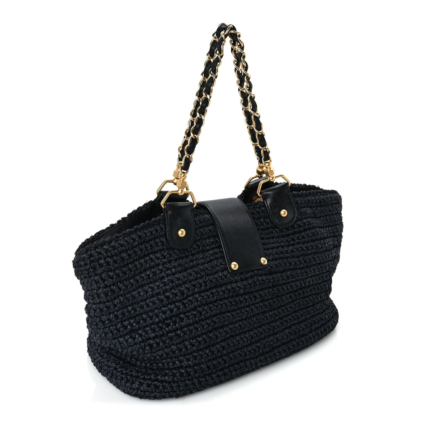 Chanel Straw Raffia Tote Black