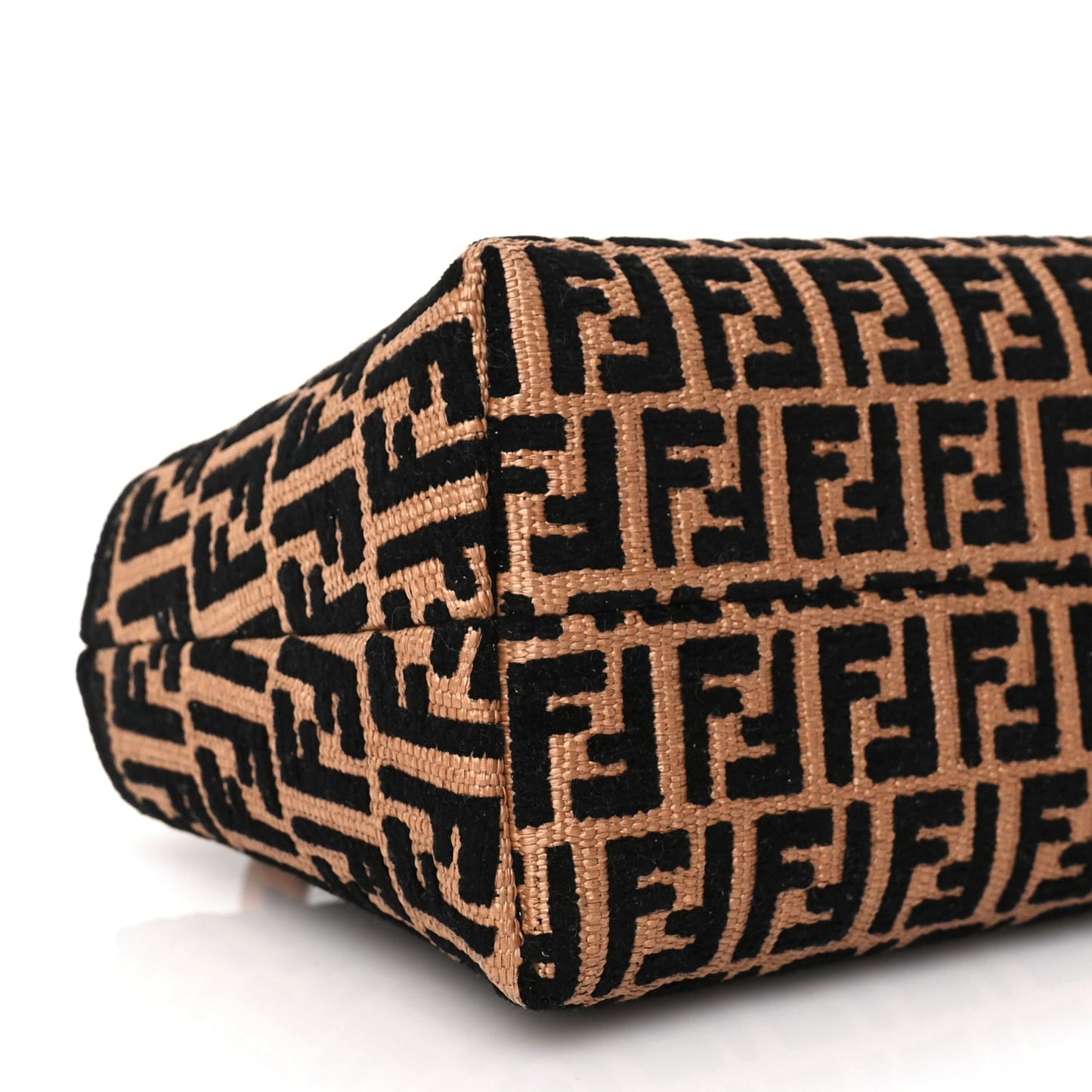 Fendi Raffia Chenille Vitello King Plexiglass Micro FF Mini By The Way Top Handle Boston Bag Naturale Black