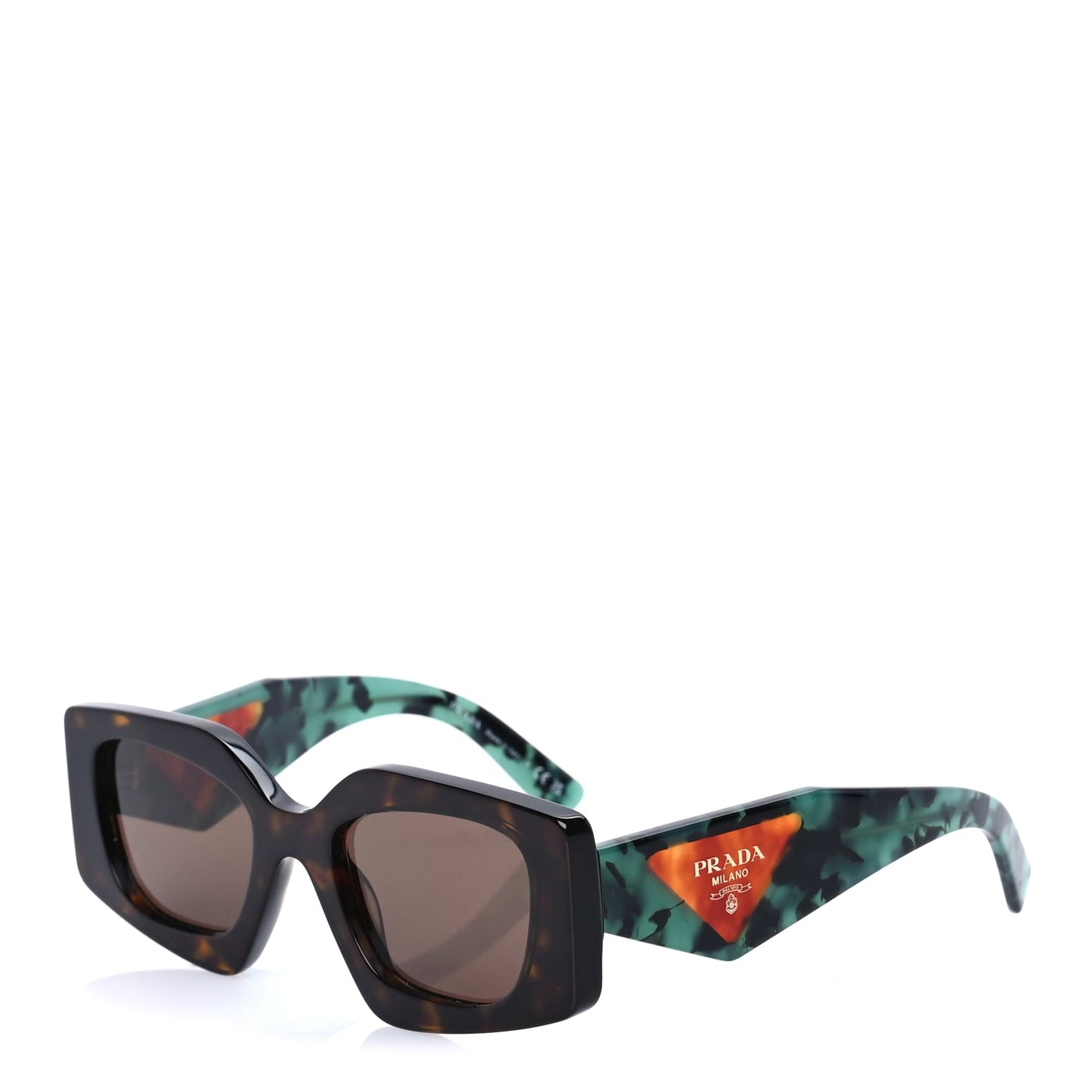 Prada Acetate Symbole Sunglasses SPR 15Y Tortoise Green