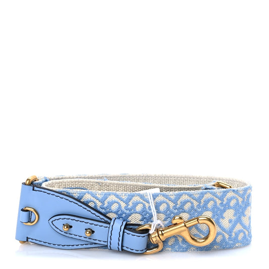 Christian Dior Oblique Adjustable Shoulder Strap  Cornflower Blue