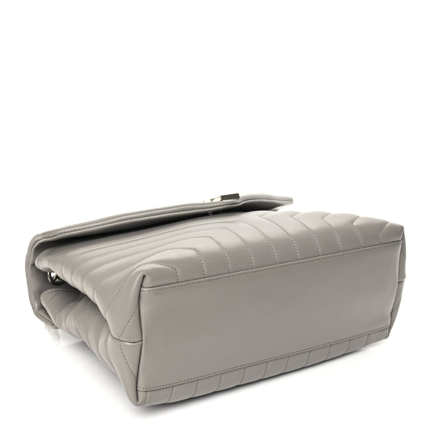 Saint Laurent Calfskin Y Quilted Monogram Medium Loulou Chain Satchel Light Grey