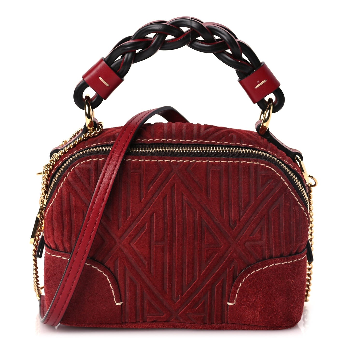 Chloe Suede Mini Daria Chain Bag Red