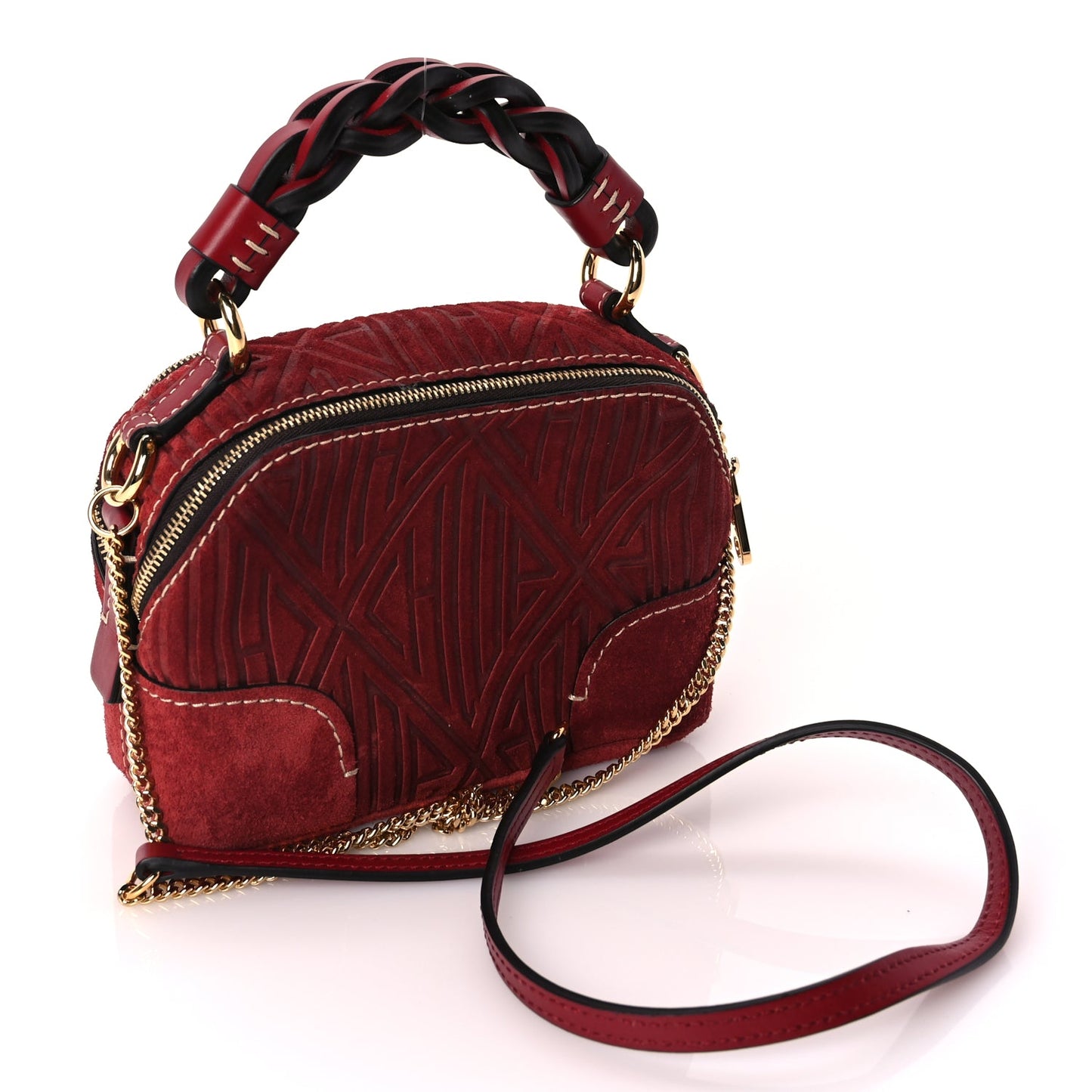 Chloe Suede Mini Daria Chain Bag Red