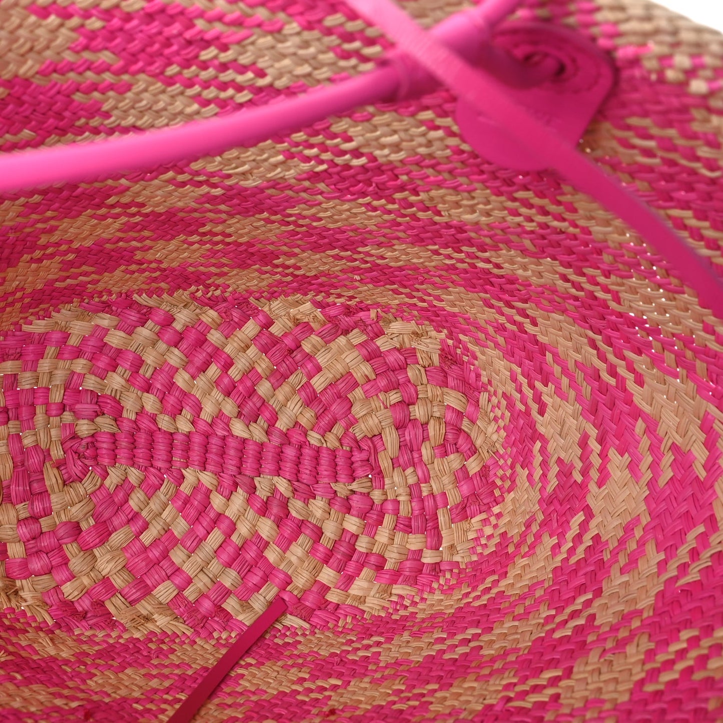 Loewe Iraca Palm Calfskin Paulas Ibiza Medium Anagram Basket Tote Bag Fuchsia