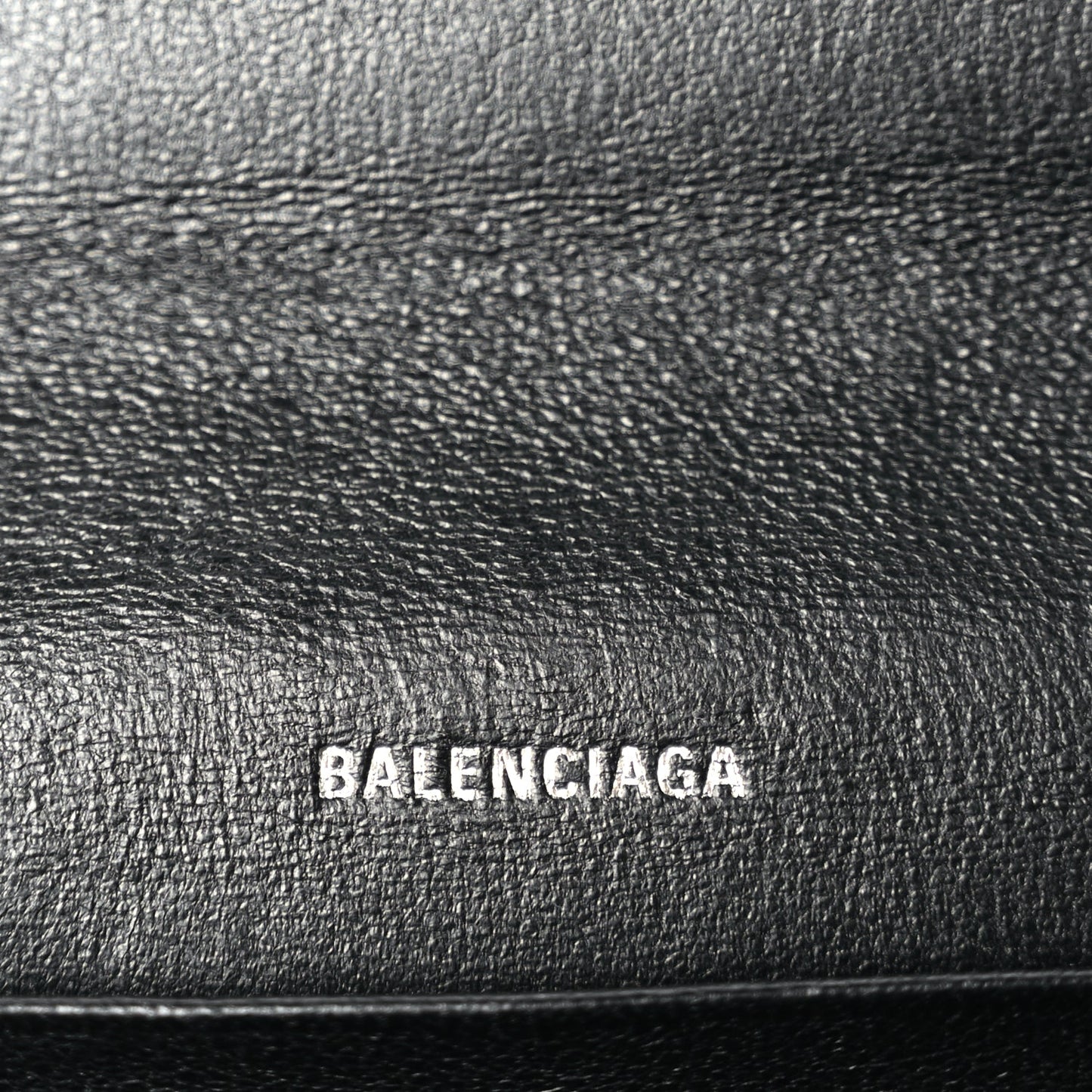 Balenciaga Grained Calfskin Logo Cash Phone Holder Wallet On Chain Black