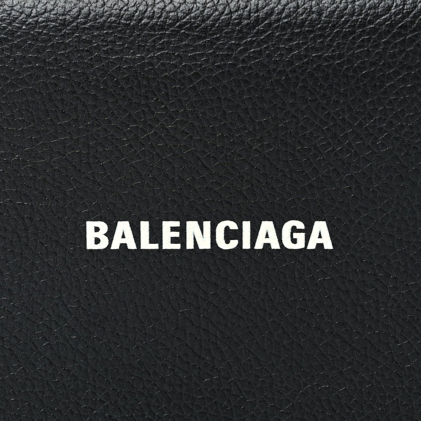 Balenciaga Grained Calfskin Logo Cash Phone Holder Wallet On Chain Black