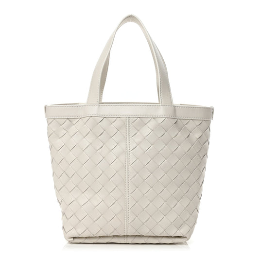 Bottega Veneta Nappa Intrecciato Small Flip Flap Tote Chalk