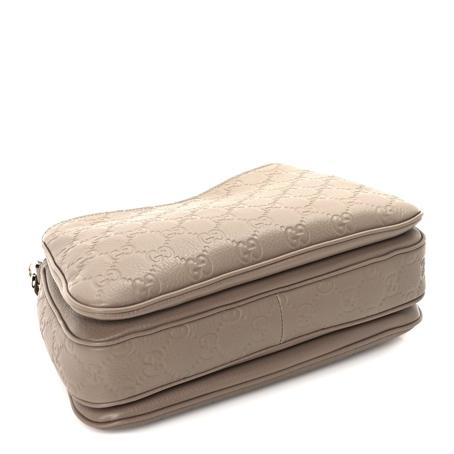 Gucci GG Grainy Calfskin Emblem Shoulder Bag  Taupe