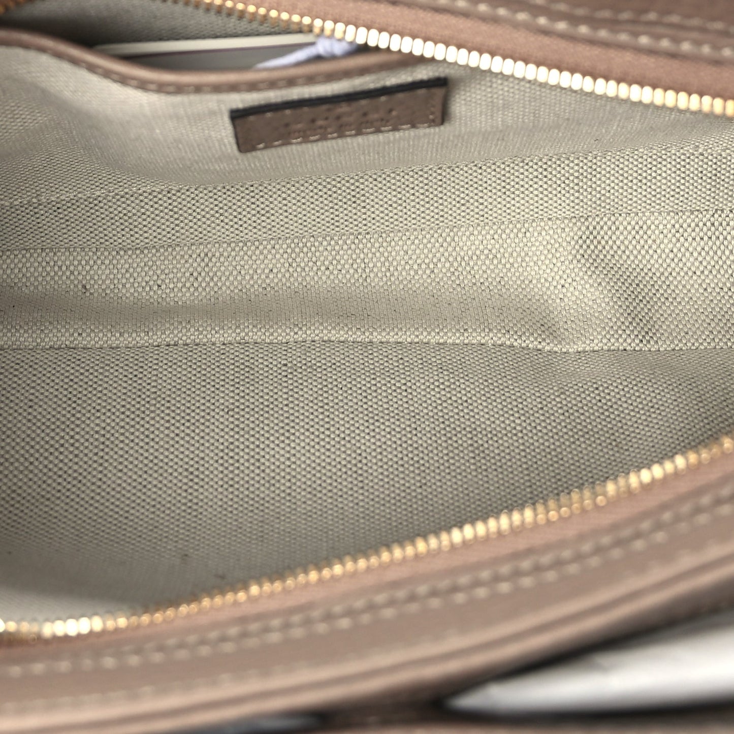 Gucci GG Grainy Calfskin Emblem Shoulder Bag  Taupe