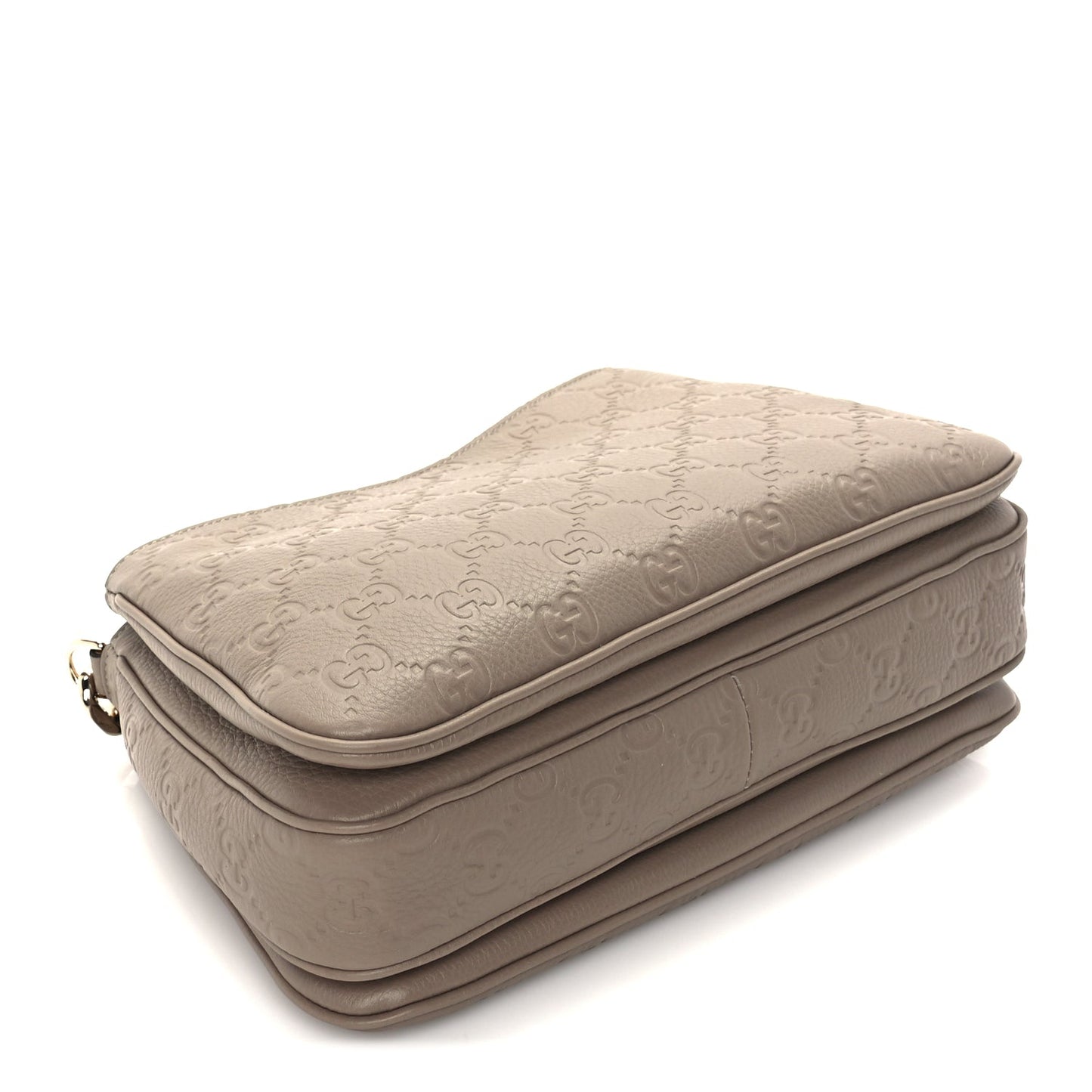 Gucci GG Grainy Calfskin Emblem Shoulder Bag  Taupe