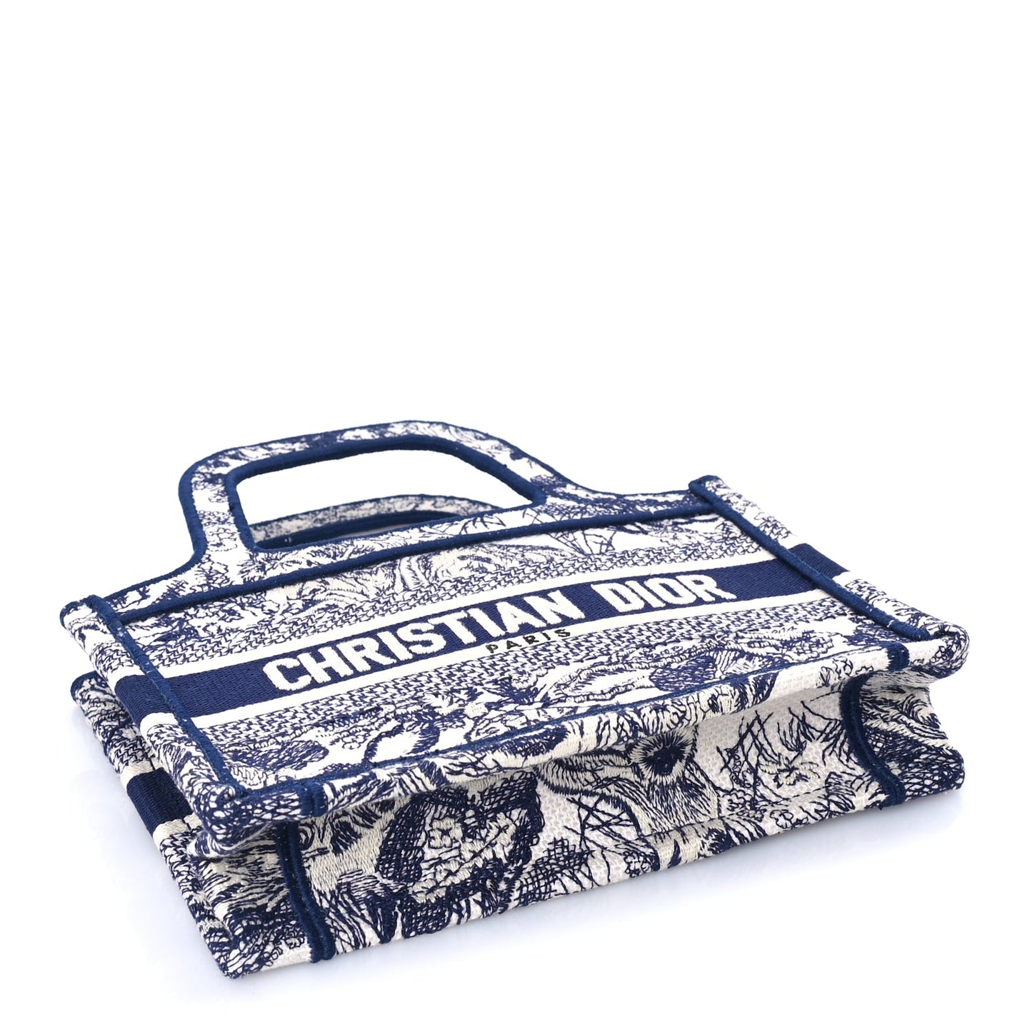 Christian Dior Canvas Embroidered Mini Toile De Jouy Book Tote  Blue