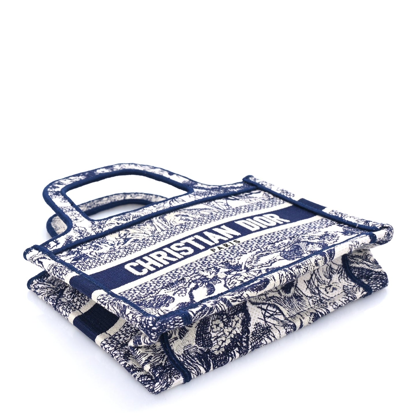 Christian Dior Canvas Embroidered Mini Toile De Jouy Book Tote  Blue