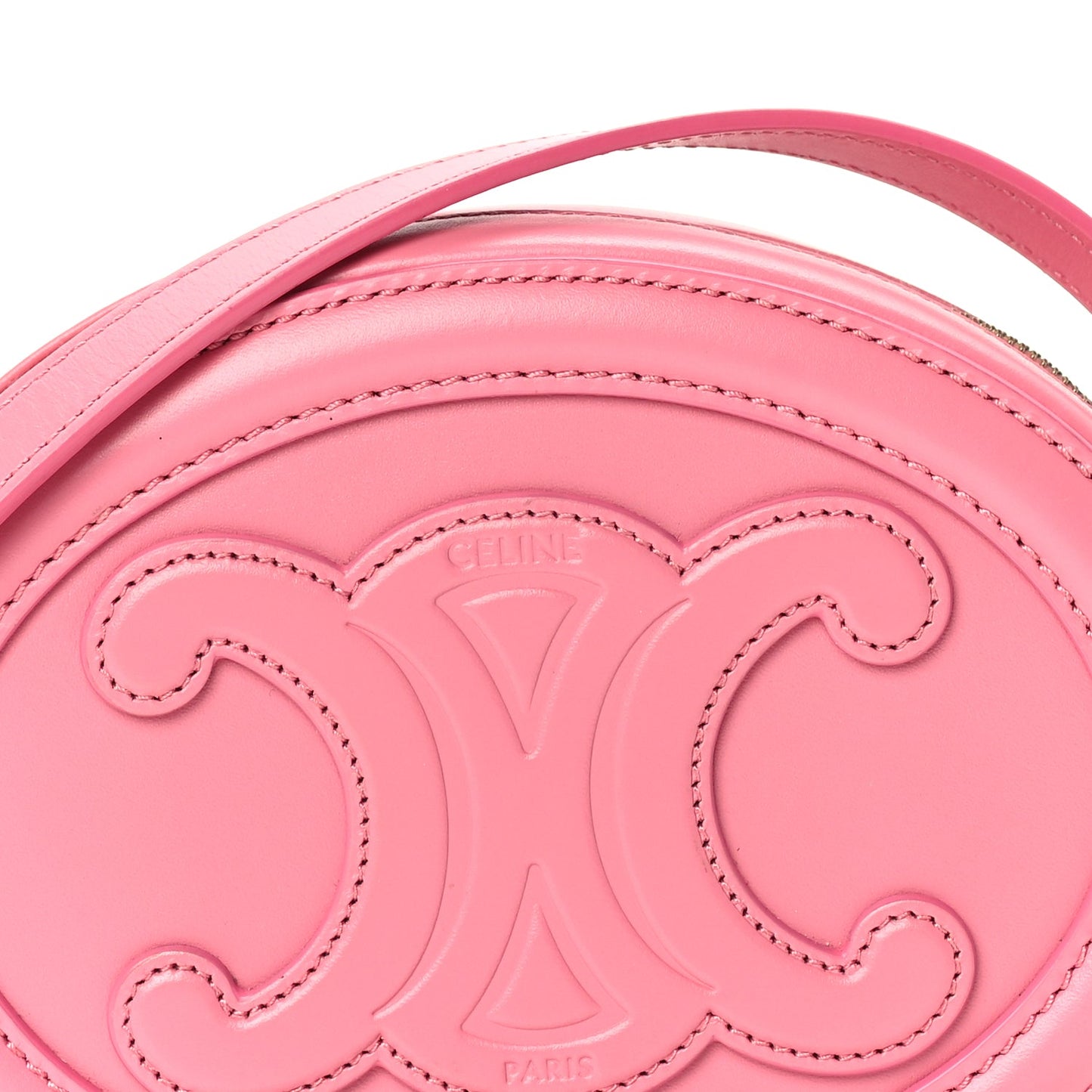 Celine Smooth Calfskin Cuir Small Triomphe Oval Crossbody Purse  Pink