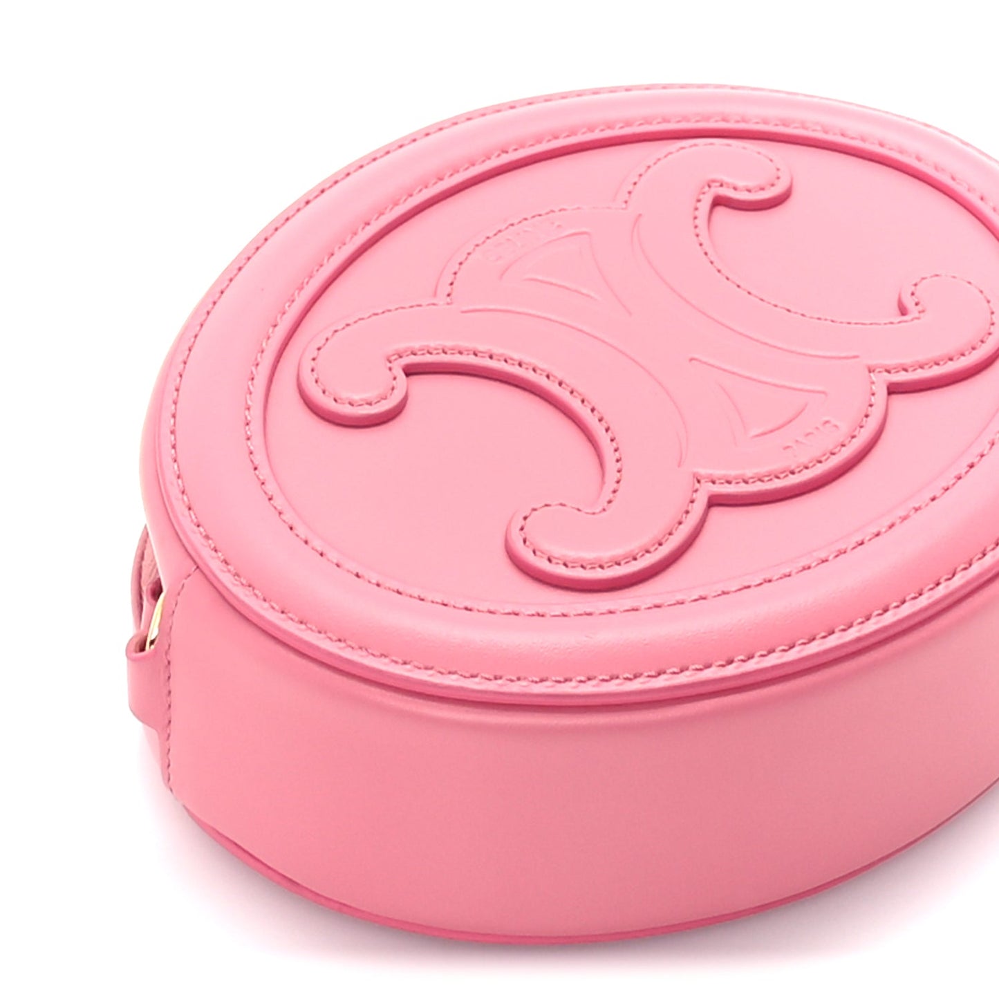 Celine Smooth Calfskin Cuir Small Triomphe Oval Crossbody Purse  Pink