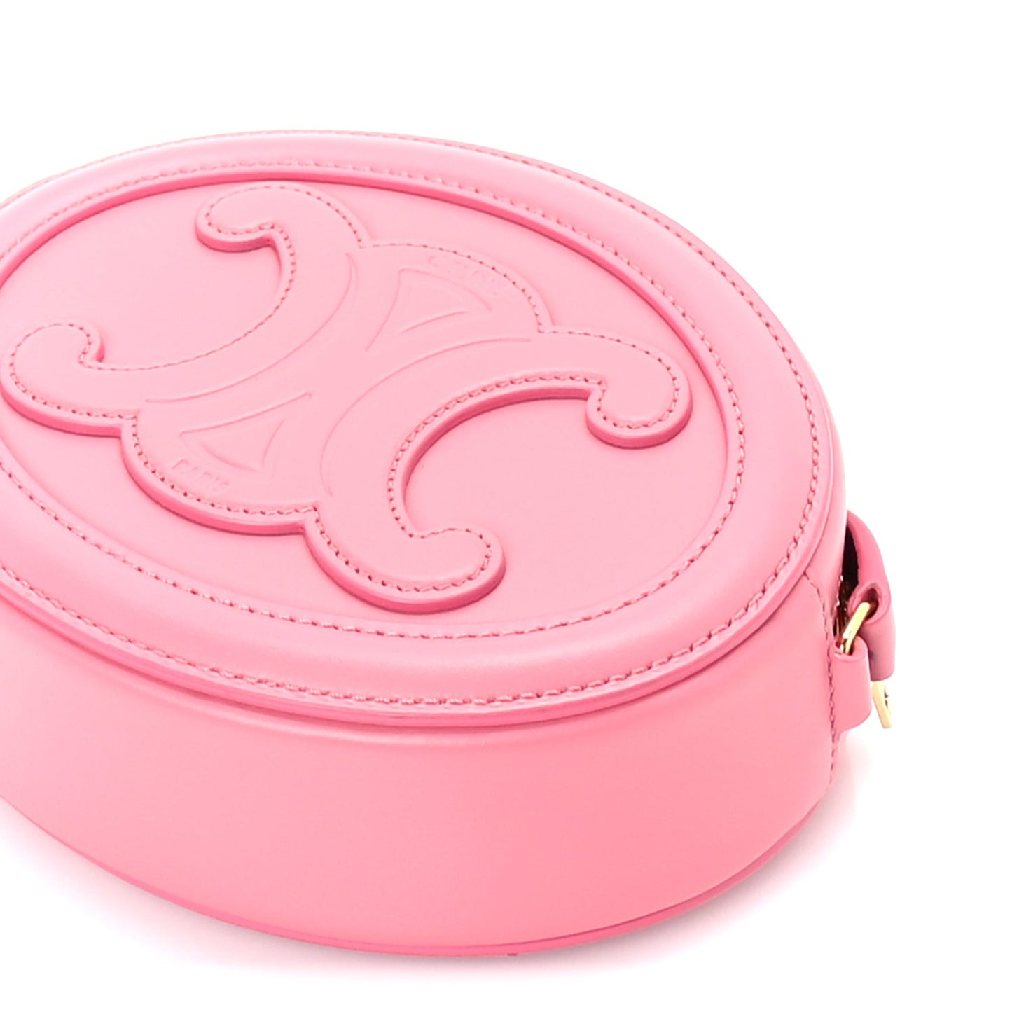 Celine Smooth Calfskin Cuir Small Triomphe Oval Crossbody Purse  Pink