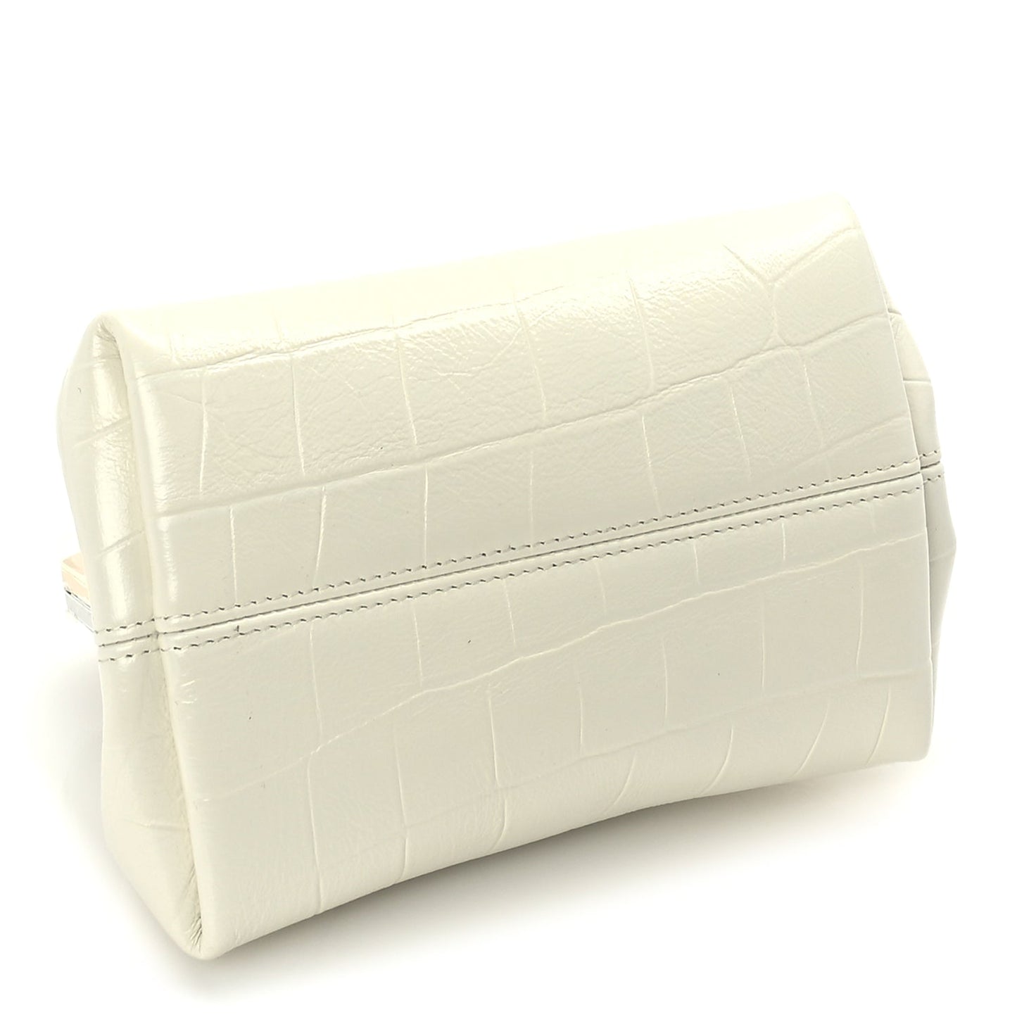 Jacquemus Calfskin Crocodile Embossed The Berlingot Clutch Light Ivory