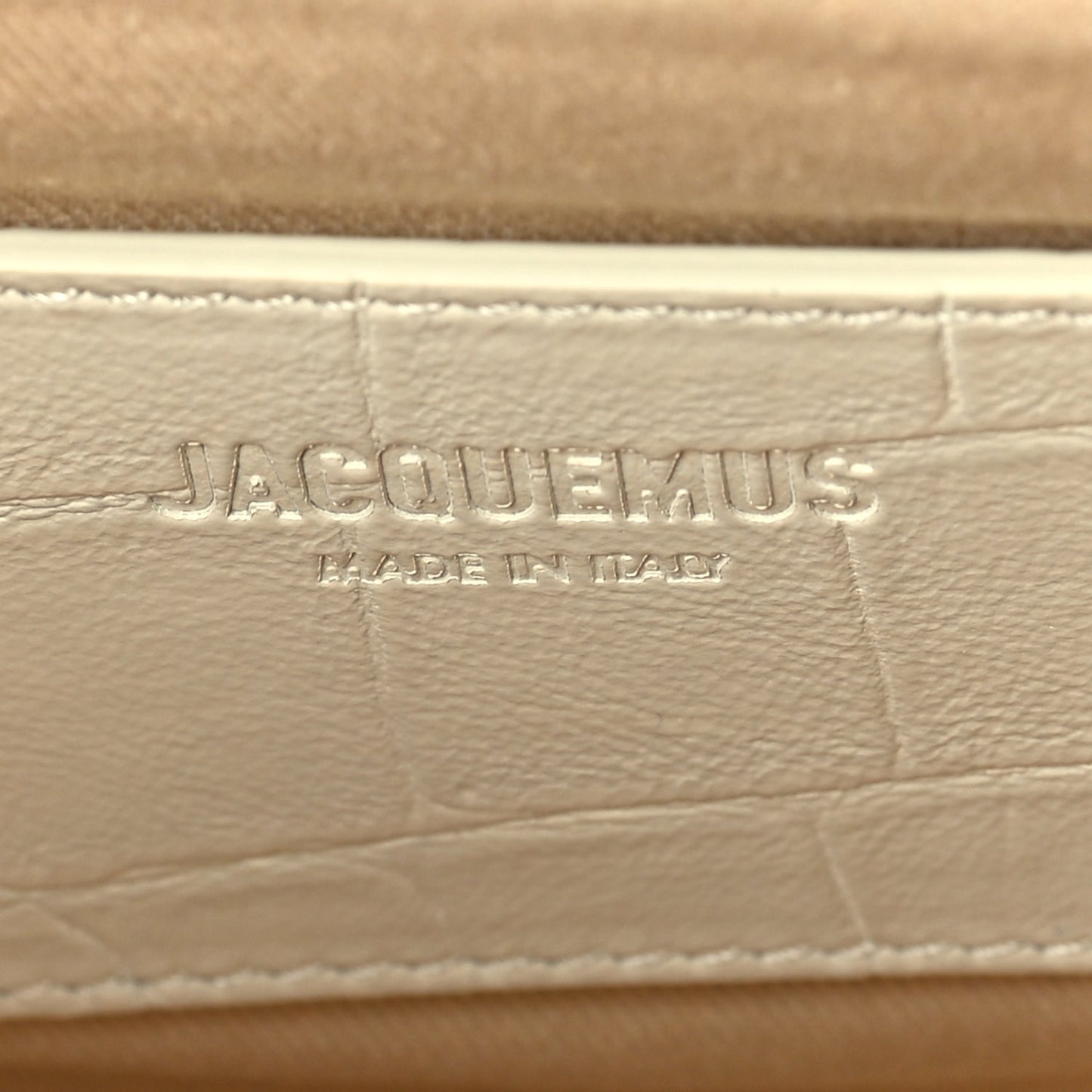 Jacquemus Calfskin Crocodile Embossed The Berlingot Clutch Light Ivory