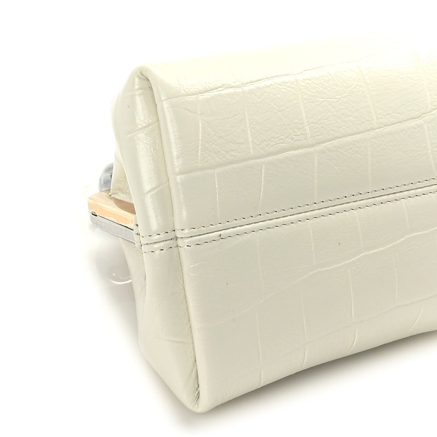 Jacquemus Calfskin Crocodile Embossed The Berlingot Clutch Light Ivory