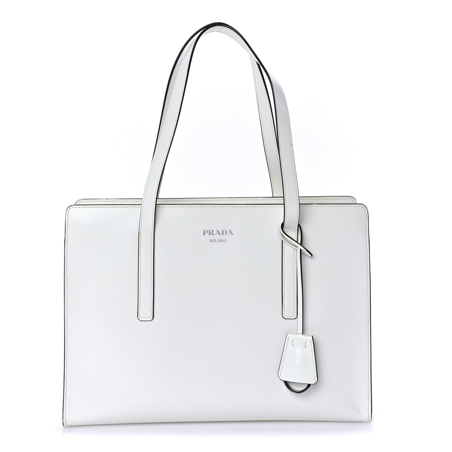 Prada Spazzolato Medium Re-Edition 1995 Double Handle Handbag White