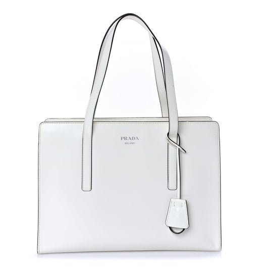 Prada Spazzolato Medium Re-Edition 1995 Double Handle Handbag White
