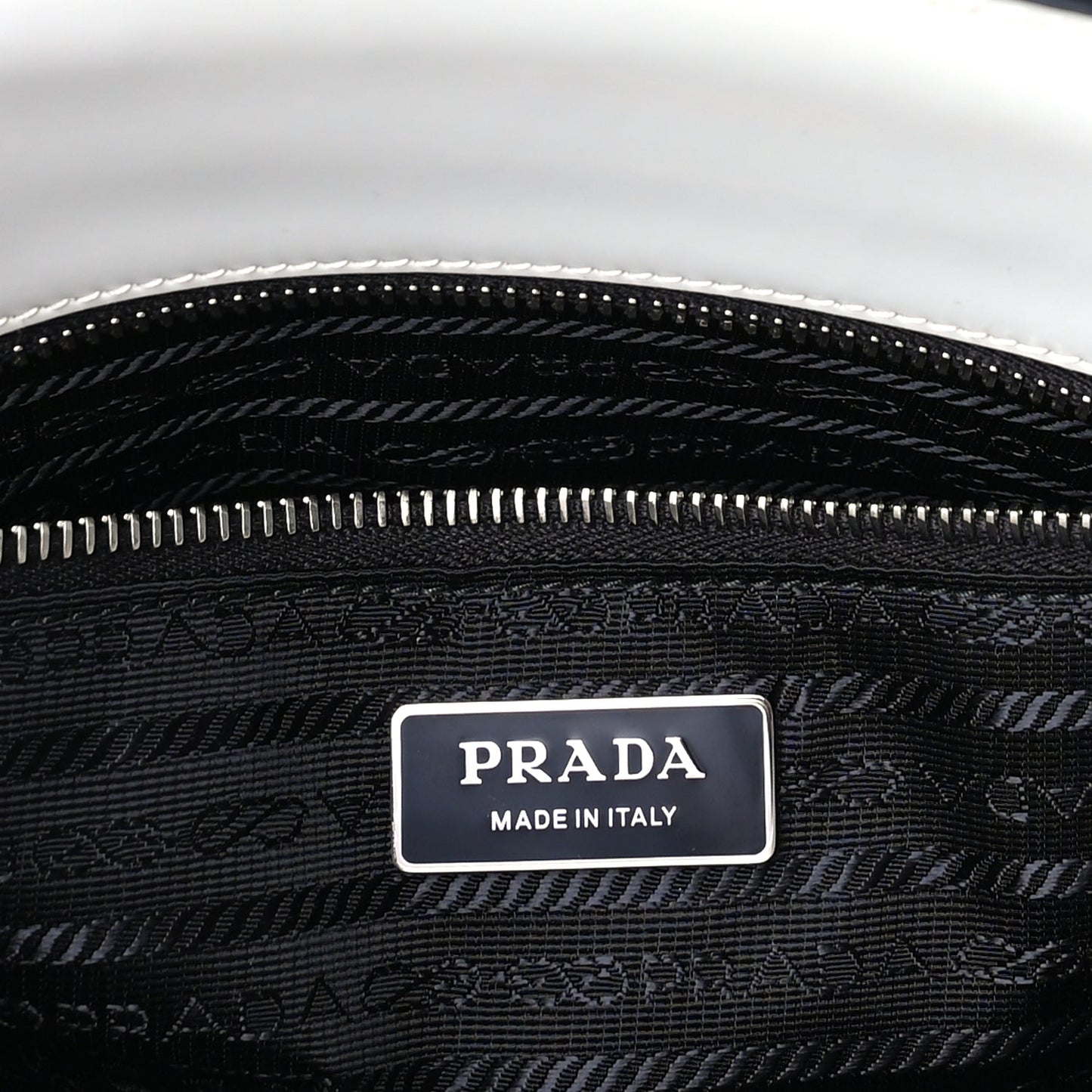 Prada Spazzolato Medium Re-Edition 1995 Double Handle Handbag White