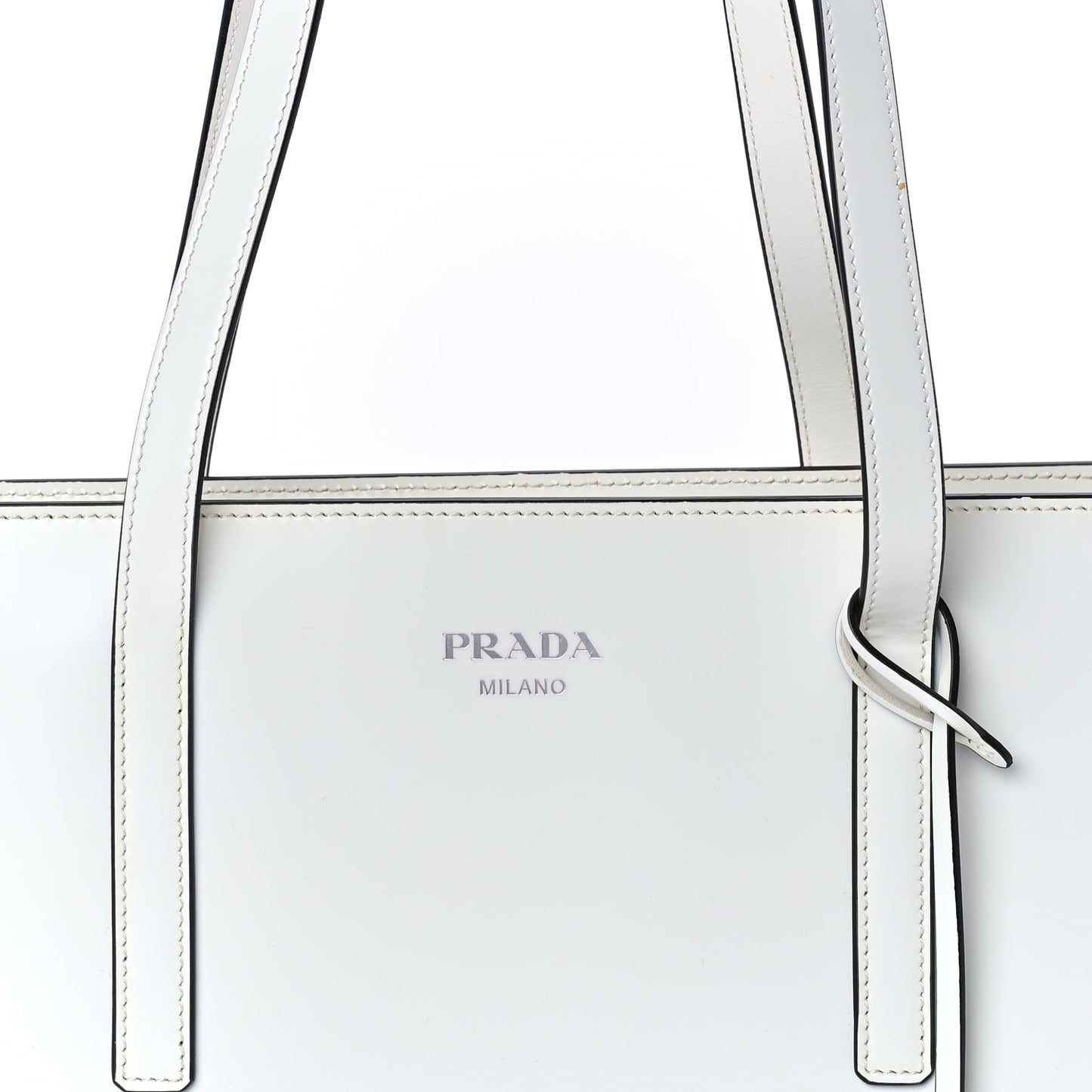 Prada Spazzolato Medium Re-Edition 1995 Double Handle Handbag White