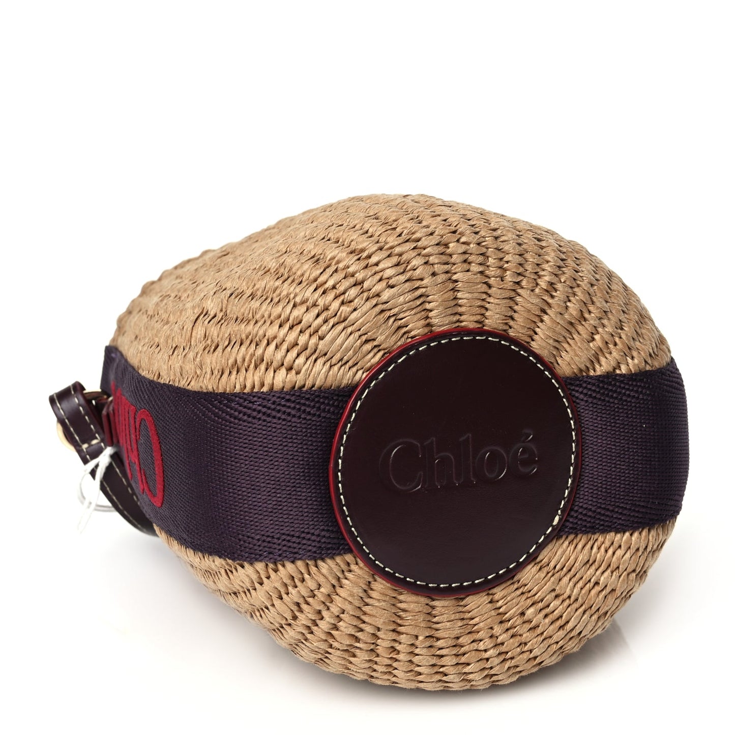 Chloe X MIFUKO Raffia Calfskin Small Woody Basket Shoulder Bag Purple Red