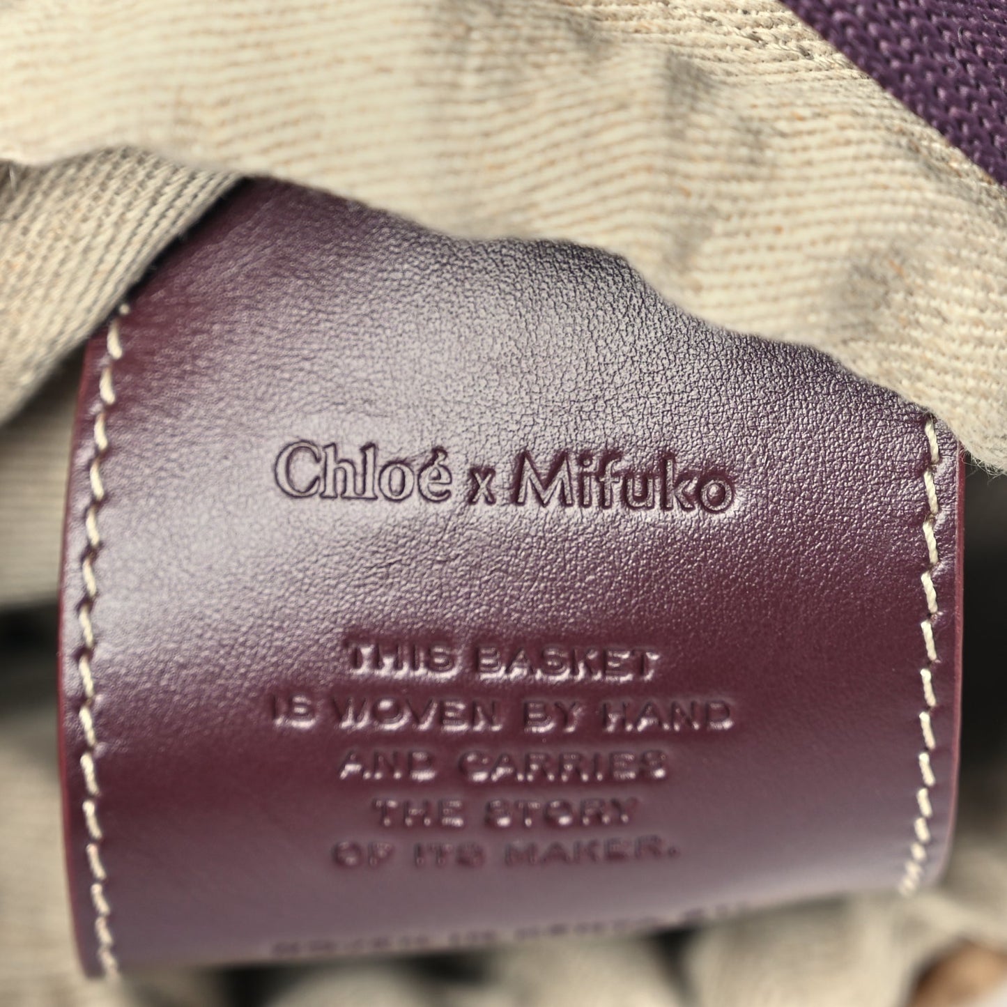 Chloe X MIFUKO Raffia Calfskin Small Woody Basket Shoulder Bag Purple Red