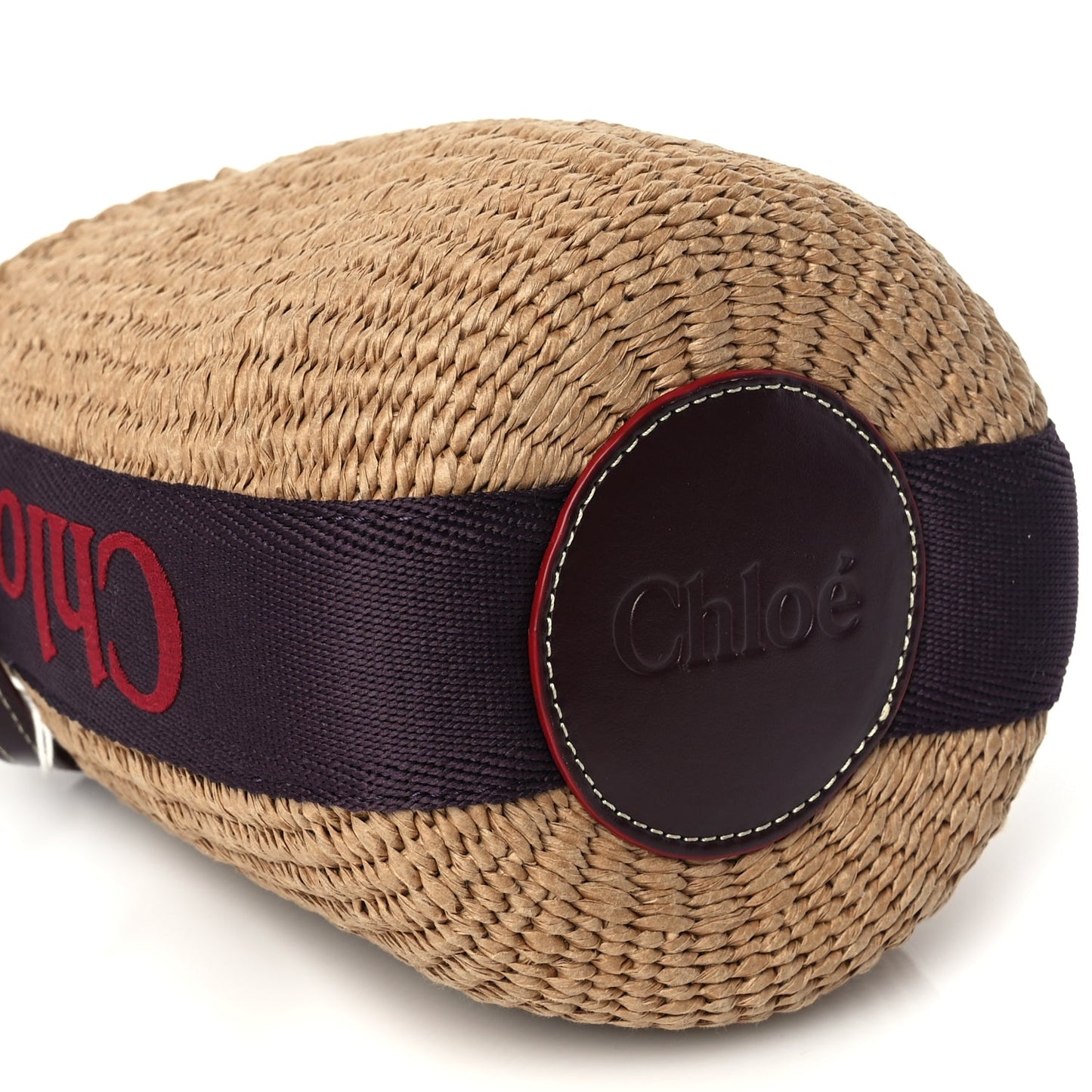 Chloe X MIFUKO Raffia Calfskin Small Woody Basket Shoulder Bag Purple Red