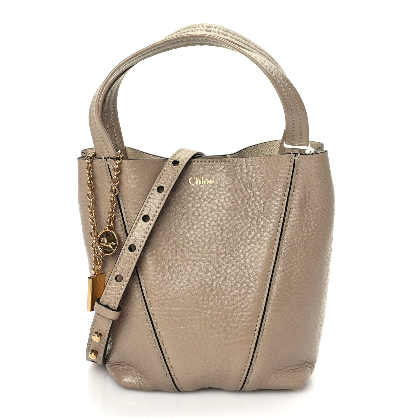 Chloe Grained Calfskin Small Spin Tote Boyish Brown